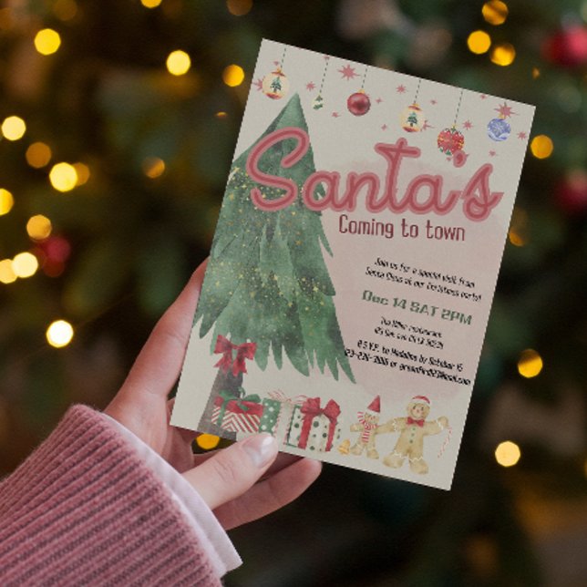 watercolor Père Noël rétro invitation (Créateur téléchargé)