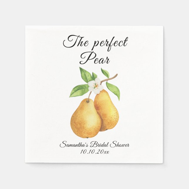 Watercolor Perfect Pear Floral Bridal Shower Serviette (Vorderseite)
