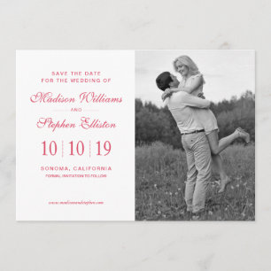 Watercolor-Pfau u. rotes Blumen - Save the Date