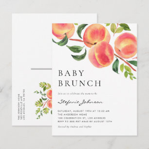 Watercolor Pfirsiche Summer Baby Brunch Einladungspostkarte