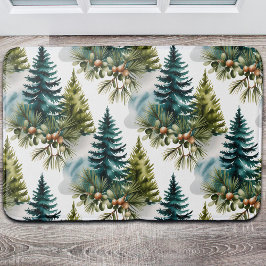 Watercolor Pine Muster Elegante Winter Badematte