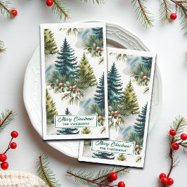 Watercolor Pine Muster Elegante Winter Serviette