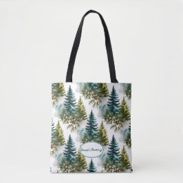 Watercolor Pine Muster Elegante Winter Tasche