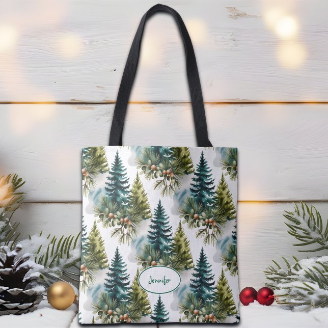 Watercolor Pine Muster Elegante Winter Tasche (Von Creator hochgeladen)