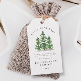 Watercolor Pine Tree Forest Christmas Geschenkanhänger