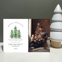 Watercolor Pine Tree Forest Photo Feiertagskarte