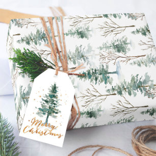 Watercolor Pine Tree Weihnachtswrapping Paper Geschenkpapier