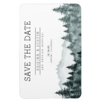 Watercolor Pine Trees Mountain Save the Date Invit