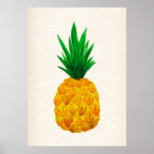 Watercolor pineapple poster