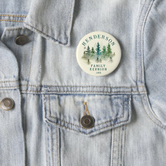 Watercolor PineTrees Family Reunion Button