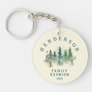 Watercolor PineTrees Family Reunion Button Schlüsselanhänger