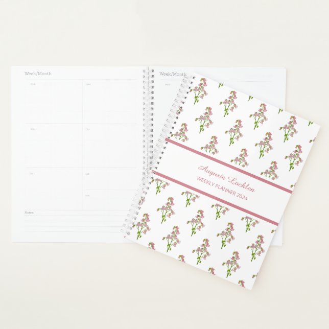 Watercolor Pink Bellflower Muster Weekly Planner Planer (Anzeige)