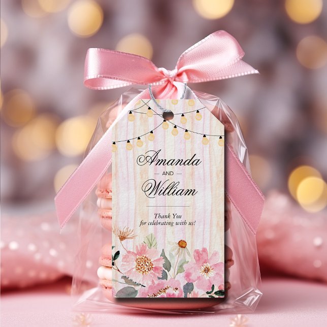 Watercolor Pink Blume Hochzeit Vielen Dank Geschenkanhänger (Von Creator hochgeladen)