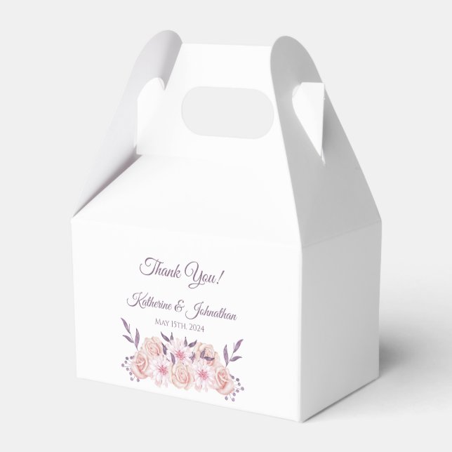 Watercolor Pink Blume-Hochzeit Vielen Dank Geschenkschachtel (Vorderseite)