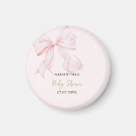 Watercolor Pink Bow Pink Dots Baby Shower Magnet