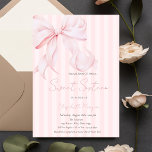 Watercolor Pink Bow Pink Stripes Sweet 16 Einladung<br><div class="desc">Cute watercolor pink bow on pink striped background. These birthday invitations are easily customized for your event by simply adding your details.</div>