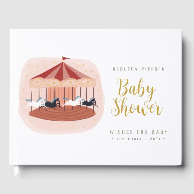 Watercolor Pink Carousel Gästebuch (Vorderseite)