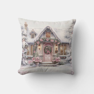 Watercolor Pink Christmas Art Throw Kissen