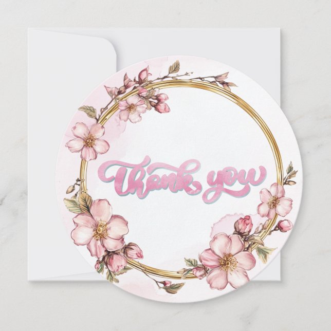 Watercolor Pink Floral Vielen Dank (Vorderseite)