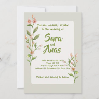 Watercolor Pink Floral Wedding Invitation