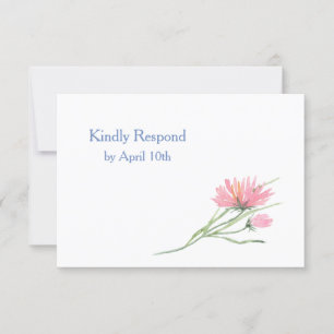 Watercolor Pink Floral Wedding RSVP Karte