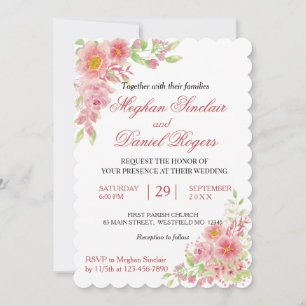 Watercolor Pink Floral Wedites Einladung