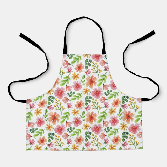 Watercolor Pink Flowers Pattern-69677 Schürze (Vorderseite)