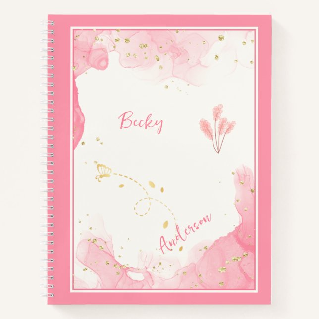 Watercolor Pink, Golden Sparkles and You Notizbuch (Vorderseite)