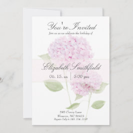 Watercolor Pink Hydrangea Invitation Einladung