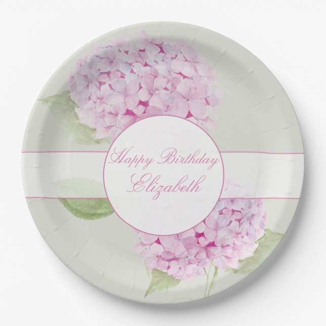 Watercolor Pink Hydrangea Invitation Pappteller (Vorderseite)