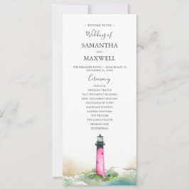 Watercolor Pink Lighthouse Programme de mariage