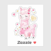 Watercolor Pink Llama