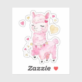 Watercolor Pink Llama Aufkleber