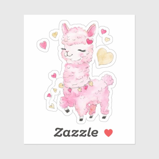 Watercolor Pink Llama Aufkleber (Blatt)