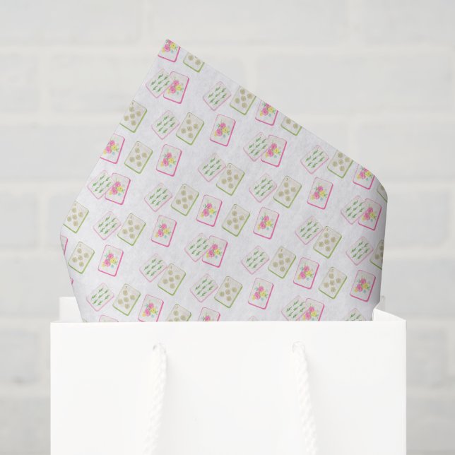 Watercolor Pink Mahjong Tiles Seidenpapier (Geschenktüte)