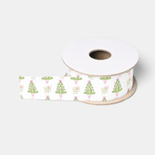 Watercolor Pink Mahjong Weihnachtsbaum Ripsband