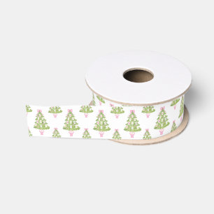 Watercolor Pink Mahjong Weihnachtsbaum Ripsband