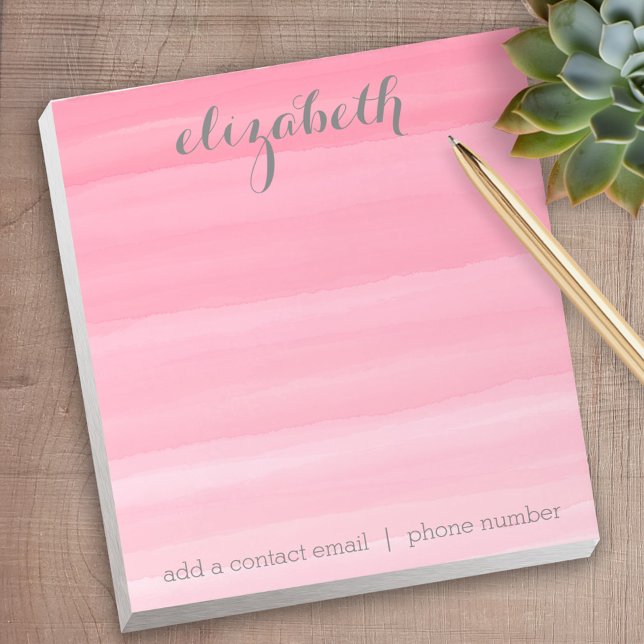 Watercolor Pink Ombre Feminine Office Suite Notizblock (Personalized Notepad)