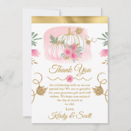 Watercolor Pink Pumpkin Gold Glitzer Vielen Dank Dankeskarte