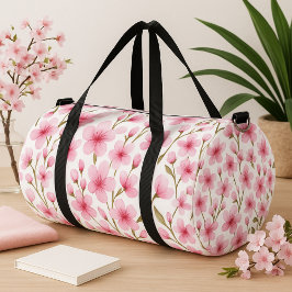 Watercolor Pink Sakura Flowers cherry blossom  Duffle Bag