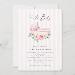 Watercolor Pink Santa Baby Weihnachtsdusche Einladung