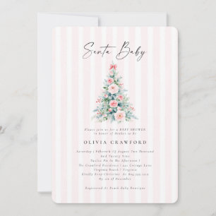 Watercolor Pink Santa Baby Weihnachtsdusche Einladung