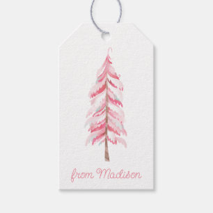 Watercolor Pink Weihnachtsbaum Geschenktasten Geschenkanhänger