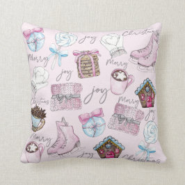 Watercolor Pink Weihnachtsdesign Kissen
