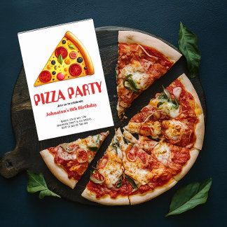 Watercolor Pizza Slice Party Geburtstagsparty Einladung