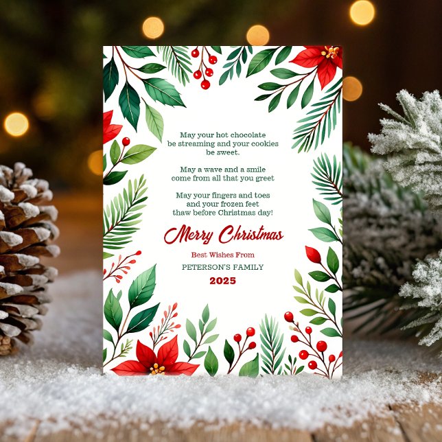 Watercolor Poinsettia Christmas Greeting Card Einladung (Von Creator hochgeladen)