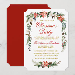 Watercolor Poinsettia Gold Rotes Weihnachtsfest Pa Einladung