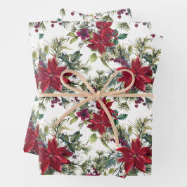 Watercolor Poinsettia Pattern  Geschenkpapier Set