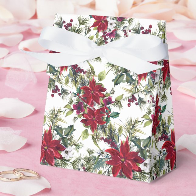 Watercolor Poinsettia Pattern  Geschenkschachtel (Hochzeit)