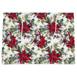 Watercolor Poinsettia Pattern Große Geschenktüte